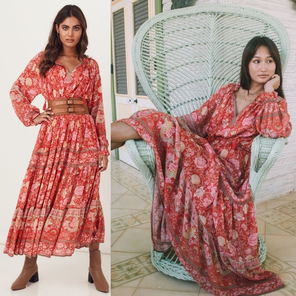 Spell Designs Exclusive Red Seashell Gown Maxi Dress M Free People Mermaid FP - Picture 2 of 16